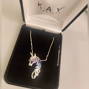 Girls White Gold Unicorn Necklace